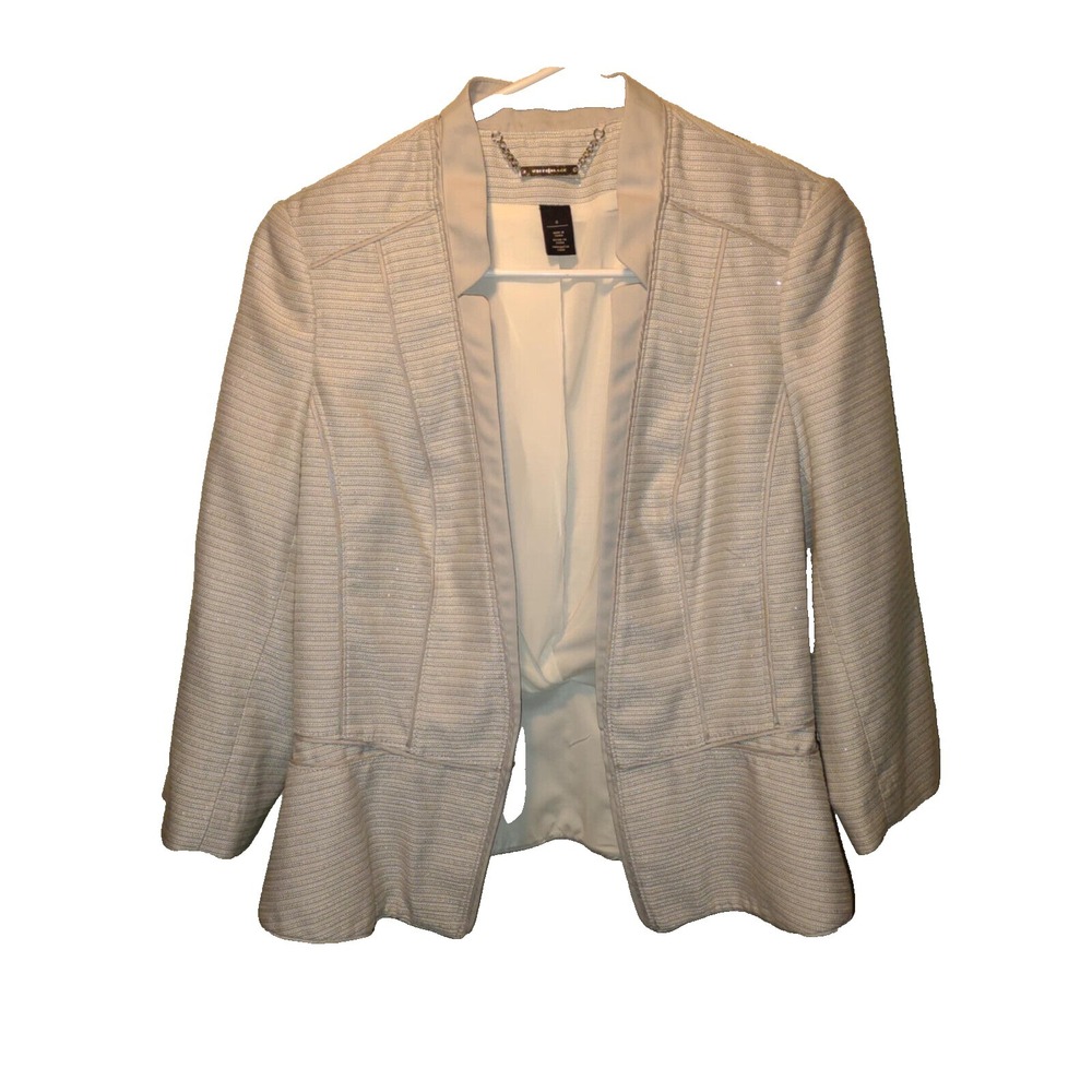 WHITE‎ HOUSE BLACK MARKET Cream Knit Blazer  6 H34